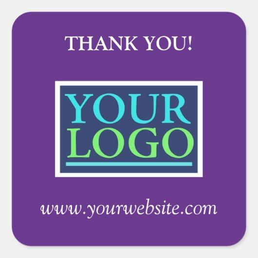ロゴ、名前、ウェブサイトのプロモーション 紫 スクエアシール (正面)
