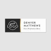 ロゴ、名前、タイトルのクラスの白黒名タグ 名札 (正面)