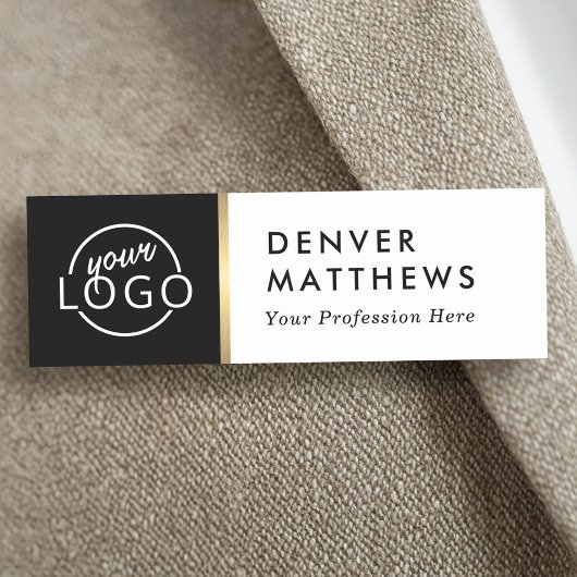 ロゴ、名前、タイトルのクラスの白黒名タグ 名札