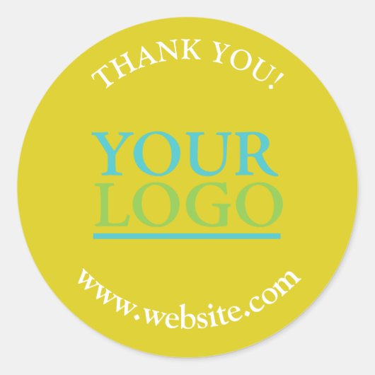 ロゴ、名前、Webサイトプロモーション、濃い黄色 ラウンドシール (正面)