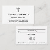 ロゴ/営業時間カイロプラクティックアポイントメントカード 名刺 (正面/裏面)
