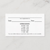 ロゴ/営業時間カイロプラクティックアポイントメントカード 名刺 (裏面)