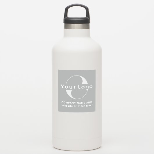 ロゴ+文字オンVinyl, Business Gray Water Bottle シール (ウォーターボトル)