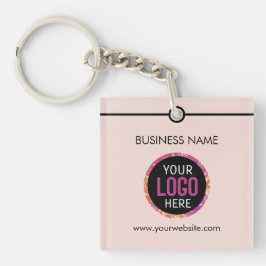 ロゴ、文字両面ライト赤面ピンク キーホルダー