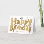 ロゴ 楽しい 遊び心のある 偽金 手書き 誕生日 カード (正面)