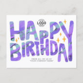 ロゴ 紫色 おもしろ クレヨン 手書き スター 誕生日 ポストカード (正面)