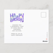 ロゴ 紫色 おもしろ クレヨン 手書き スター 誕生日 ポストカード (裏面)