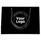 ロゴ & 編集可能なテキスト テンプレート | 黒と白 ラージペーパーバッグ (正面)