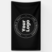 ロゴ & 編集可能なテキスト テンプレート | 黒と白 横断幕 (縦)