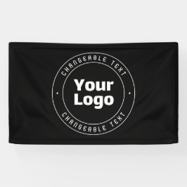 ロゴ & 編集可能なテキスト テンプレート | 黒と白 横断幕