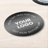 ロゴ（編集可能な白黒グラデーション付き） ラウンドペーパーコースター (アングル)