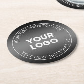 ロゴ（編集可能な白黒グラデーション付き） ラウンドペーパーコースター (アングル)