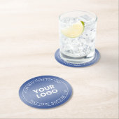 ロゴ（編集可能な青と白のグラデーション付き） ラウンドペーパーコースター (インサイチュ)