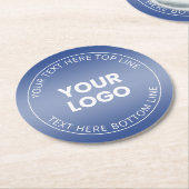 ロゴ（編集可能な青と白のグラデーション付き） ラウンドペーパーコースター (アングル)