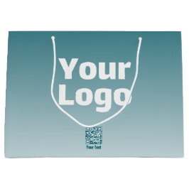 ロゴ（編集可能なQRコード＆グラデーションオンブレ付き） ラージペーパーバッグ