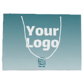 ロゴ（編集可能なQRコード＆グラデーションオンブレ付き） ラージペーパーバッグ (裏面)