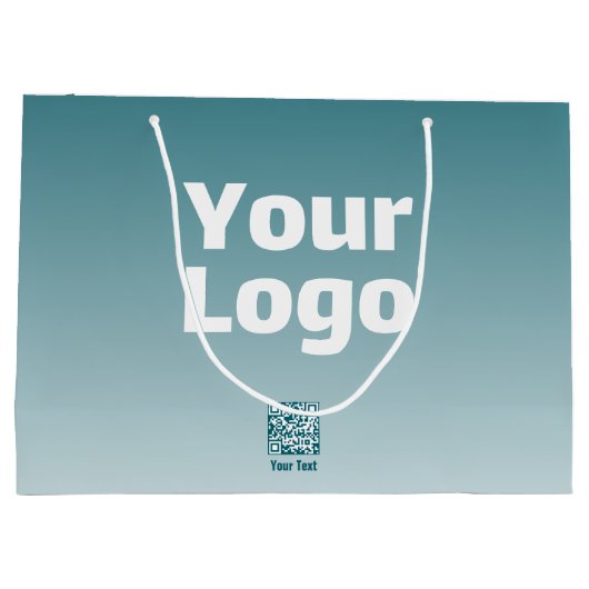 ロゴ(編集可能なQRコード&グラデーションオンブレ付き) ラージペーパーバッグ (裏面)