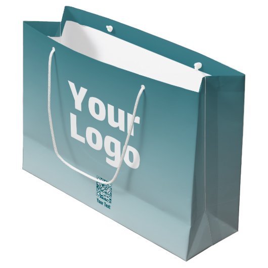 ロゴ(編集可能なQRコード&グラデーションオンブレ付き) ラージペーパーバッグ (正面アングル)