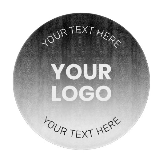 ロゴ |編集可能モダンな白黒グラデーション カッティングボード (正面)