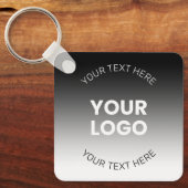 ロゴ |編集可能モダンな白黒グラデーション キーホルダー (正面)