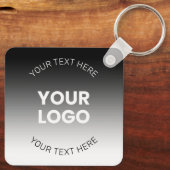 ロゴ |編集可能モダンな白黒グラデーション キーホルダー (裏面)