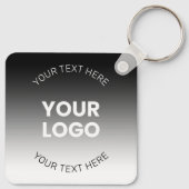 ロゴ |編集可能モダンな白黒グラデーション キーホルダー (裏面)