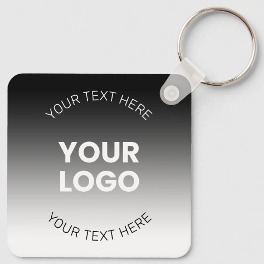 ロゴ |編集可能モダンな白黒グラデーション キーホルダー (裏面)
