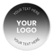 ロゴ |編集可能モダンな白黒グラデーション セラミックノブ (正面)