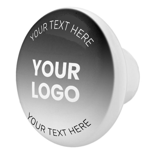 ロゴ |編集可能モダンな白黒グラデーション セラミックノブ (右)