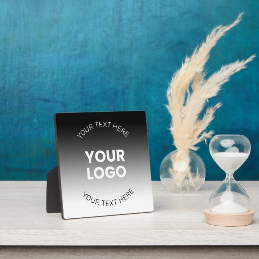 ロゴ |編集可能モダンな白黒グラデーション フォトプラーク (インサイチュ)