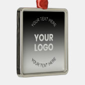 ロゴ |編集可能モダンな白黒グラデーション メタルオーナメント (右)