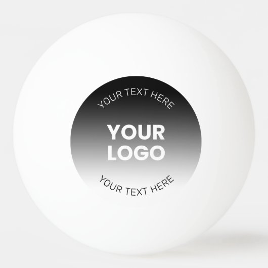 ロゴ |編集可能モダンな白黒グラデーション 卓球ボール (正面)