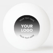 ロゴ |編集可能モダンな白黒グラデーション 卓球ボール (裏面)
