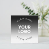 ロゴ |編集可能モダンな白黒グラデーション 招待状 (スタンド正面)