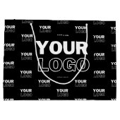 ロゴ & 背景 リピートロゴ | 黒 ラージペーパーバッグ (裏面)