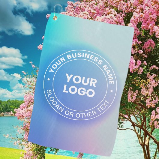 ロゴ |色モダンと白グラデーション色のフェード文字 ゴルフタオル