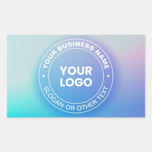 ロゴ |色モダンと白グラデーション色のフェード文字 長方形シール (正面)