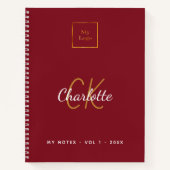 ロゴ 赤 モノグラム 現代のビジネス ノートブック (正面)