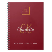 ロゴ 赤 モノグラム 現代のビジネス ノートブック (正面)