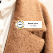 ロゴ、金ゴールドアクセント、ホワイトナグタグ 名札