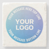 ロゴ | 青から紫グラデーションと円形文字 ストーンコースター (正面)