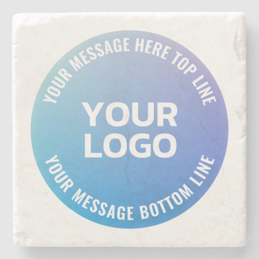 ロゴ | 青から紫グラデーションと円形文字 ストーンコースター (正面)