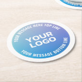 ロゴ | 青から紫グラデーションと円形文字 ラウンドペーパーコースター (アングル)