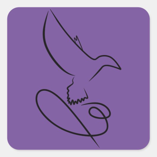 ロゴ – 鳥 – デザイン-《鳥》ハヤブサ – ベクトル スクエアシール (正面)