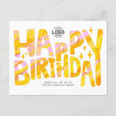 ロゴ 黄色 楽しい クレヨン 手書き 誕生日 ポストカード (正面)