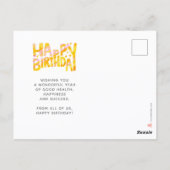 ロゴ 黄色 楽しい クレヨン 手書き 誕生日 ポストカード (裏面)