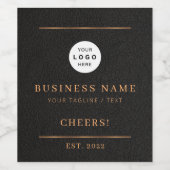 ロゴ 黒 ゴールド ビジネス 会社名を追加 ワインラベル (シングルラベル)