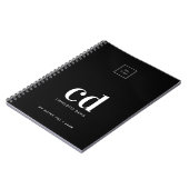 ロゴ 黒 白 モノグラムイニシャル ビジネス ノートブック (左側)