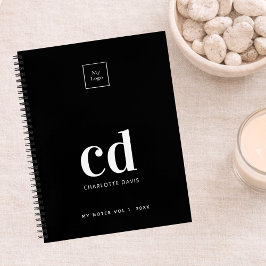 ロゴ 黒 白 モノグラムイニシャル ビジネス ノートブック