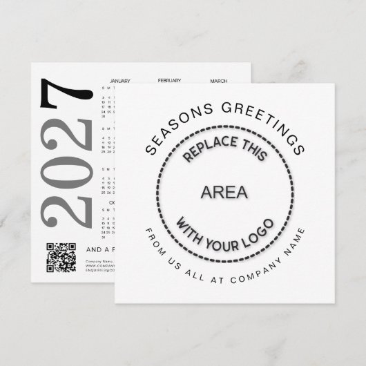 ロゴ 2027年カレンダー QRコード 会社 クリスマス (正面/裏面)